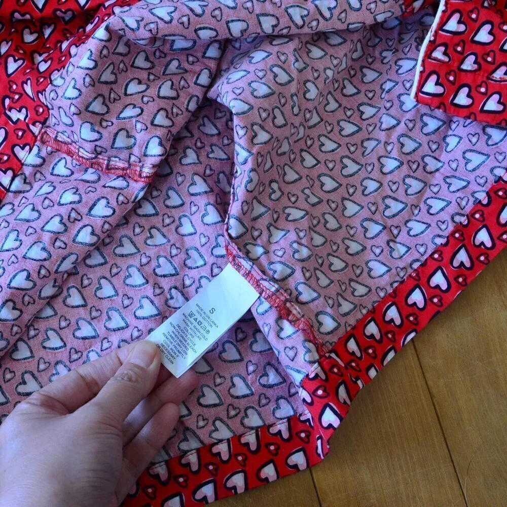 Kate Spade Red Heart PJ Top Size S 100% cotton Valentine's Day